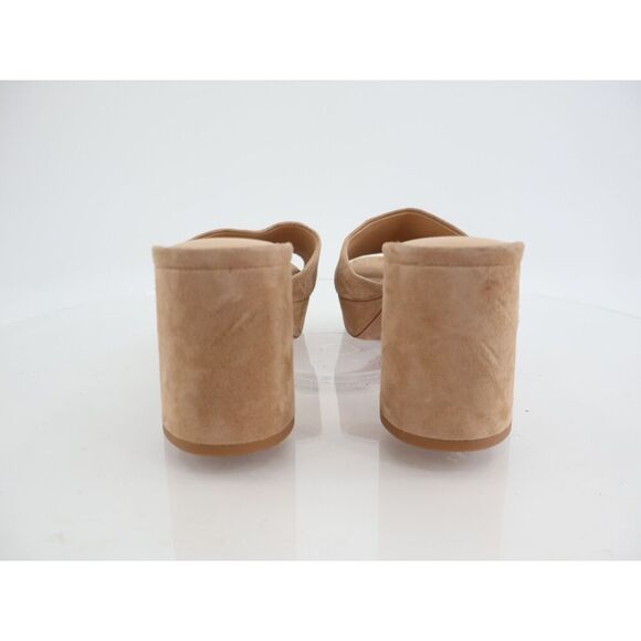 Veronica Beard Dali Sandals Slide Tan Beige Suede Leather Slip on 11  Block Heel - Picture 5 of 11